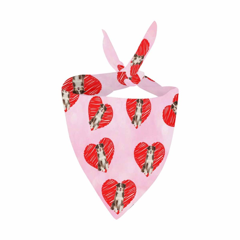 Custom Face Love Heart Pink Couple Pet Bandana