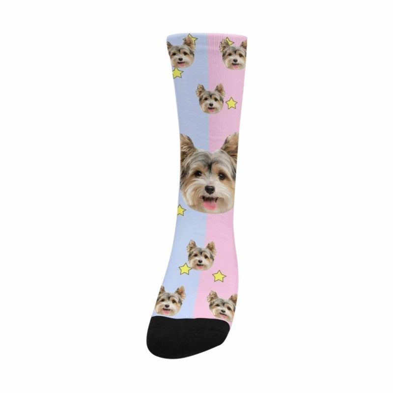 Personalised Pet Socks Pink Funny Custom Dog Face Socks Printed Photo Pet Socks Sublimated Crew Socks