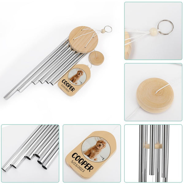 Custom  Photo Name Wind Chime Personalized Pet Loss Memorial Gift