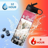 Personalized Photo Water Bottle with Straw Lid, 18 oz Custom Stainless Steel Sports Water Bottle with Picture Text, Customize Double Wall Vacuum Insulated Gift Cup for Kids Women Men Dad Mom