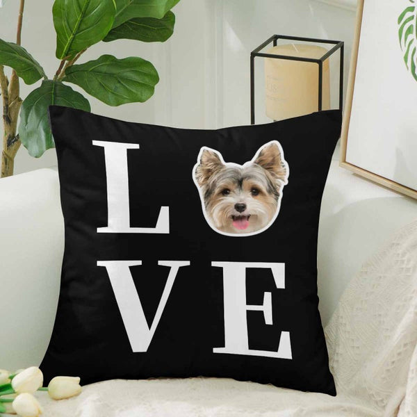 Custom Face Pet Love Throw Pillow Cover Personalized Face Pillow Case