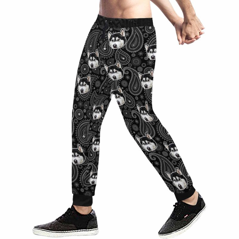 [High Quality] Custom Face Sweatpants with Puppy Picture Personalized Men's All Over Print Sweatpants