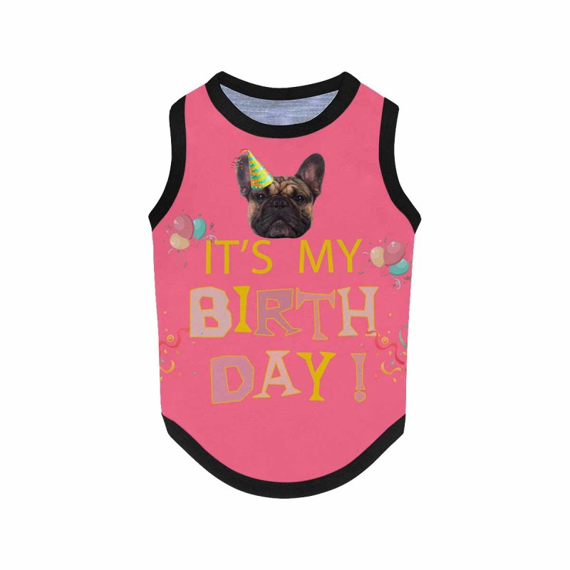 Personalized Pet Clothes Dog T Shirt Custom Face It's My Birthday All Over Print Pet Tank Top