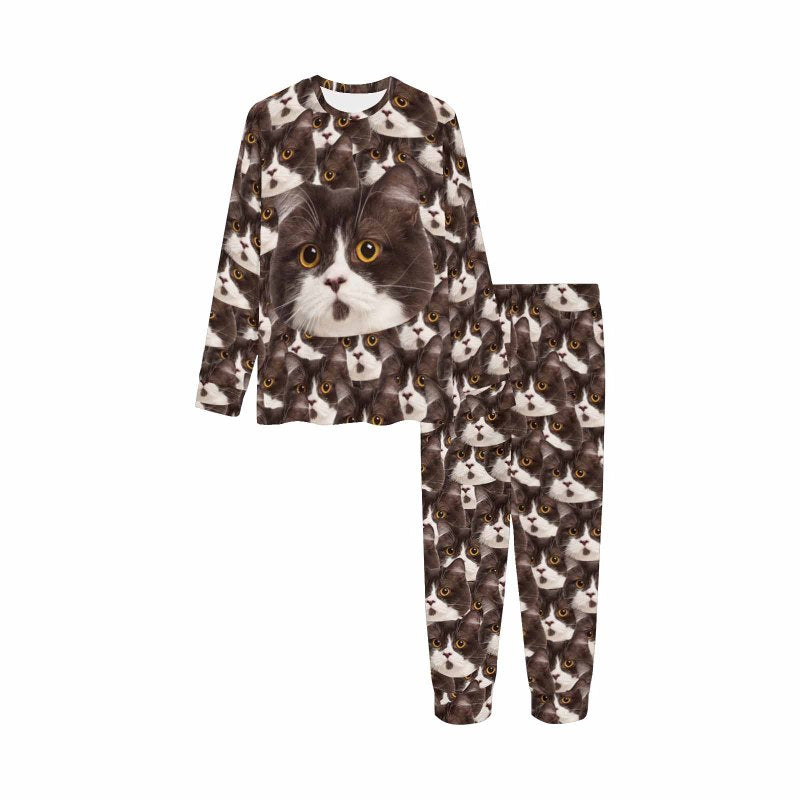 Dog Face Pajamas Custom Pet's Face Seamless Family Matching Long Sleeve Pajama Set Personalized Photo Loungewear