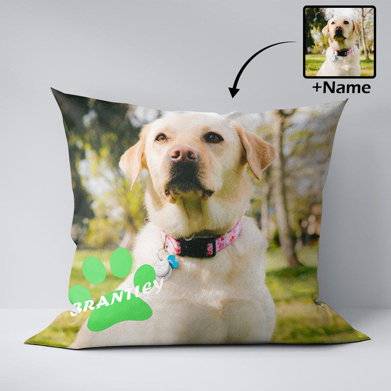 Pillow Case with Custom Face&Name Personalized Paw Pet Throw Pillow Cover