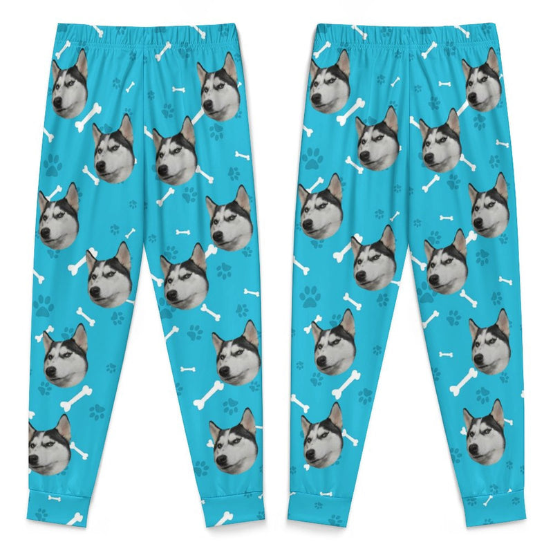 [For Kid&Adult] Personalized Face Dog Bone Multiple Color Paw Print Sleepwear Personalized Women's&Men's Long Pajama Pants