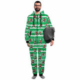 [Thick Soft Fabric] Funny Flannel Fleece Adult Onesie Pajamas Custom Face Christmas Jumpsuit Homewear