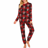 Custom Face Christmas Hat Red Black Stripes Nightwear Personalized Family Matching Long Sleeve Pajamas Set