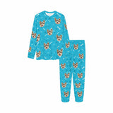 Custom Pet Dog's Face Paw & Bone Sleepwear Personalized Family Matching Long Sleeve Pajamas Set