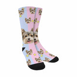 Personalised Pet Socks Pink Funny Custom Dog Face Socks Printed Photo Pet Socks Sublimated Crew Socks