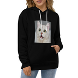 Custom Pet Face Hoodie Pet Photo Black Hoodie with BG Unisex Hooded Pullover Personalized Face Loose Hoodie Top Plus Size for Him Her