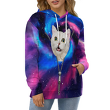 Custom Pet Face Galaxy Hoodie Personalized Dog Face Unisex Loose Hoodie Custom Plus Size Top Outfits All Over Print Hooded Pullover