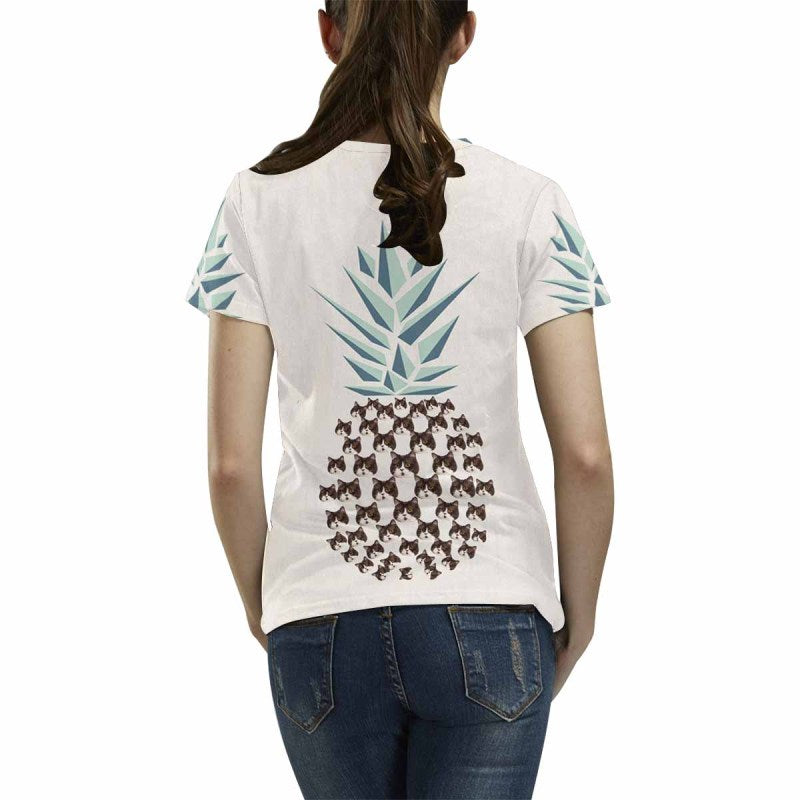 Custom Face Pineapple Shirts Personalized Women's All Over Print T-shirt Gift Ideas For Her