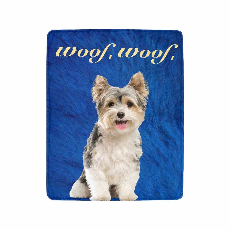 Custom Face Woof Ultra-Soft Micro Fleece Blanket, Customized Throw Blanket