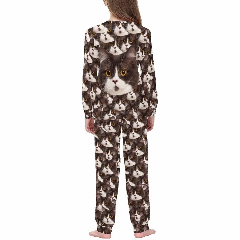 Dog Face Pajamas Custom Pet's Face Seamless Family Matching Long Sleeve Pajama Set Personalized Photo Loungewear