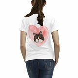 Custom Face Pink Love Heart Shirts Personalized Women's All Over Print T-shirt Valentines Day for Her