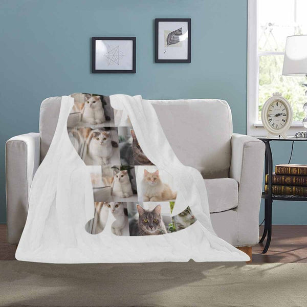 Custom Photo Cat Ultra-Soft Micro Fleece Blanket, Customized Throw Blanket