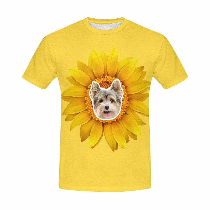 Custom Sunflower Shirts with Faces Personalized Men's All Over Print T-shirt Put Your Face on Shirt Gift