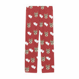 Custom Couple Face White Hearts Red Background Sleepwear Personalized Women's&Men's Slumber Party Long Pajama Pants