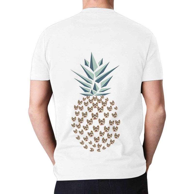 Custom Face Shirts with Pineapple White Men's All Over Print T-shirt with Personalized Pictures for Your Best Dad Gift