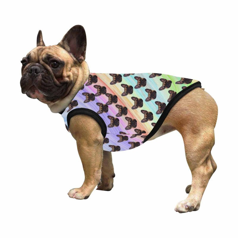 Personalized Pet Clothes Dog T Shirt Custom Face Rainbow Pattern Pet Tank Top Dog Clothing With Your Photo