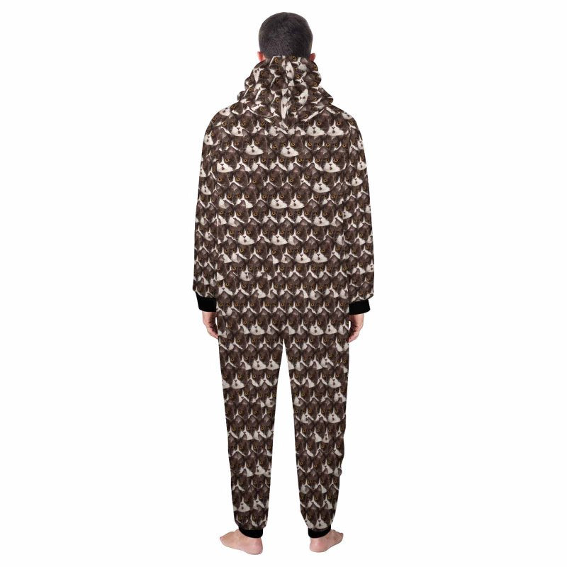 [Thick Soft Fabric] Funny Flannel Fleece Adult Onesie Pajamas Custom Seamless Face Jumpsuit Homewear