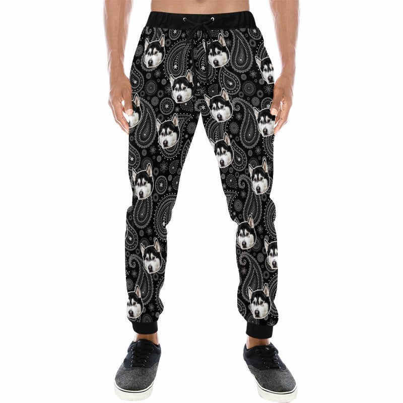 [High Quality] Custom Face Sweatpants with Puppy Picture Personalized Men's All Over Print Sweatpants