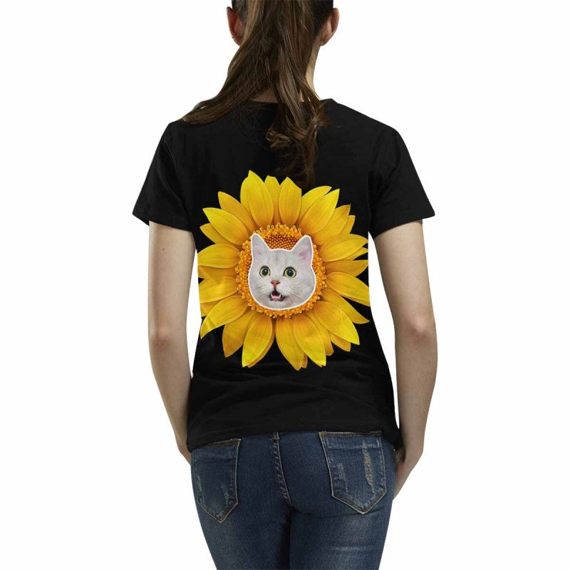 Custom Face Your Own Shirt Personalized Sunflower Women's All Over Print T-shirt