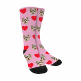 Custom Pet Socks Funny Printed Heart Dog Sublimated Crew Socks Personalized Photo Unisex Gift for Men Women