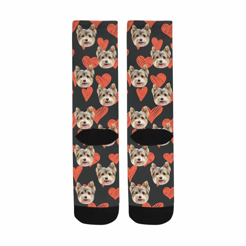 [Made In USA]Custom Face Heart Socks Personalized Picture Sublimated Crew Socks Unisex Gift for Men Women