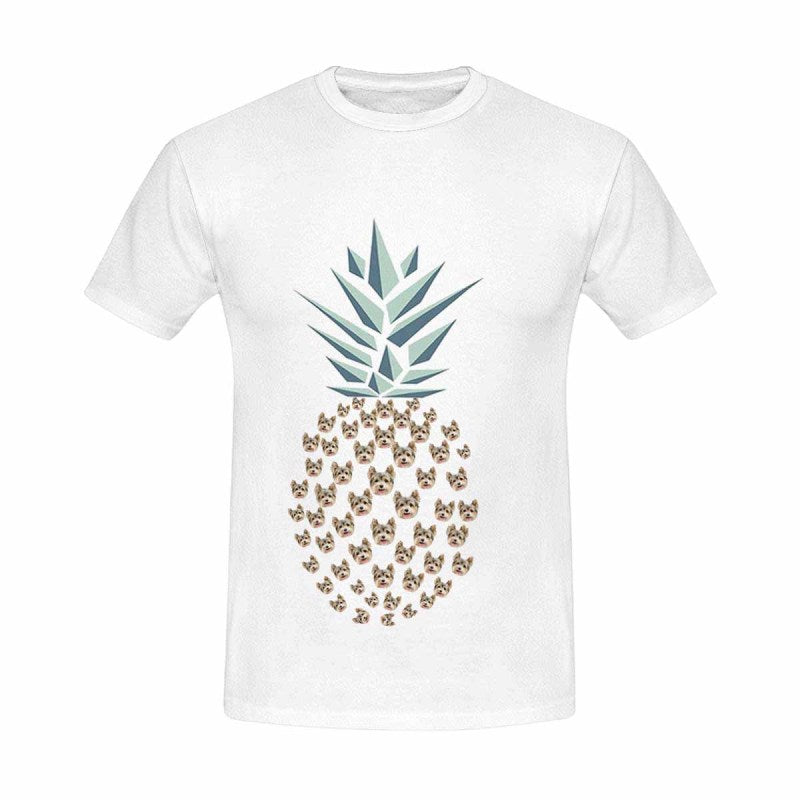 Custom Face Shirts with Pineapple White Men's All Over Print T-shirt with Personalized Pictures for Your Best Dad Gift