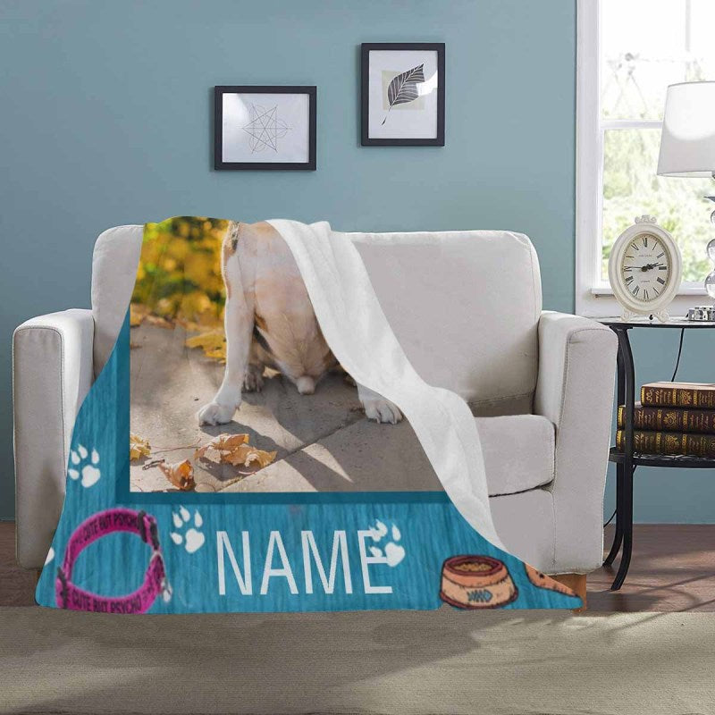 Personalized Dog Portrait Throw Blanket Custom Blanket With Photo&Name