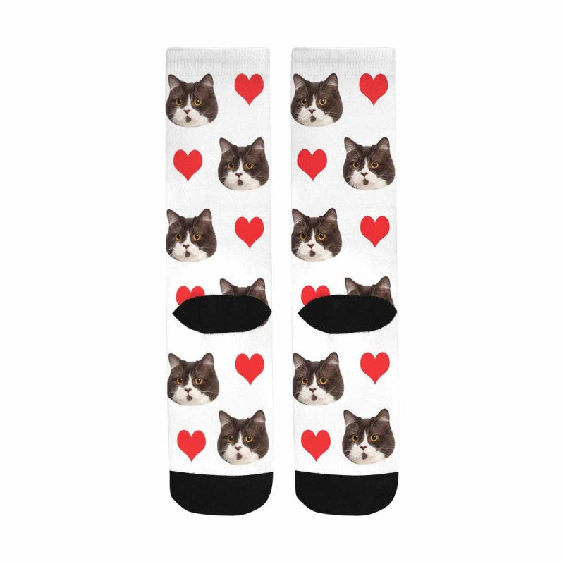 Custom Socks with Faces Love Heart Sublimated Crew Socks Personalized Picture Socks Unisex Gift for Men Women