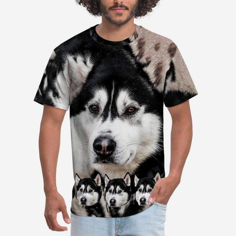 Custom Face Funny Dog Tee Put Your Dog on A Shirt Design Men's All Over Print T-shirt