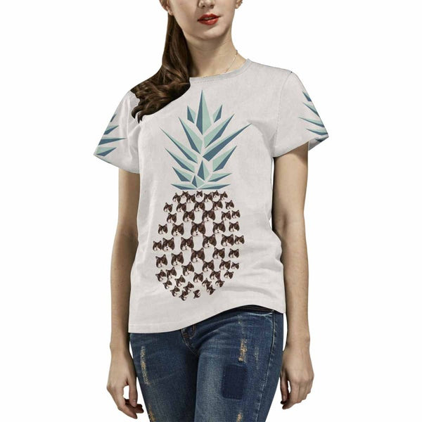 Custom Face Pineapple Shirts Personalized Women's All Over Print T-shirt Gift Ideas For Her