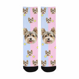 Personalised Pet Socks Pink Funny Custom Dog Face Socks Printed Photo Pet Socks Sublimated Crew Socks