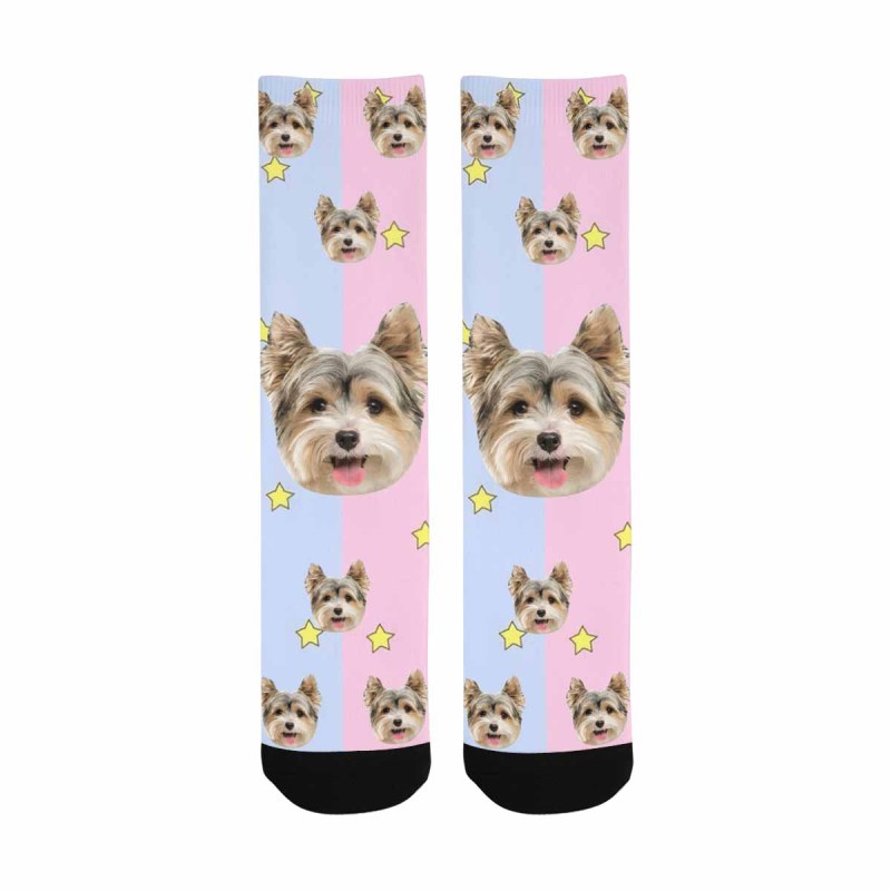 Personalised Pet Socks Pink Funny Custom Dog Face Socks Printed Photo Pet Socks Sublimated Crew Socks