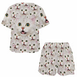 Custom Pet Face My Lovely Dog Pajama Set Women's Short Sleeve Top and Shorts Loungewear Athletic Tracksuits