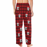 Custom Pet Face Red Plaid Christmas Hat Sleepwear Personalized Women's&Men's Slumber Party Long Pajama Pants