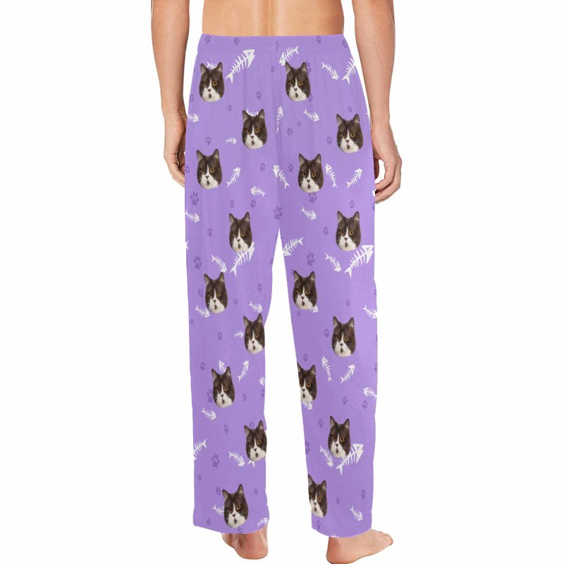 [For Adult&Kid] Custom Face Pajama Pants Fish Bone Cat Smiley Face Sleepwear for Adult&Kid
