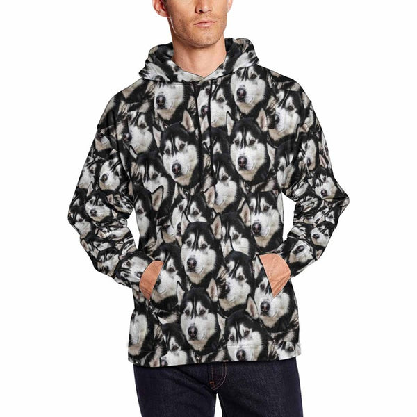 [High Quality]Custom Dog Seamless Face Men's All Over Print Hoodie