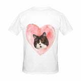 Custom Face Pink Love Heart Shirts Personalized Women's All Over Print T-shirt Valentines Day for Her