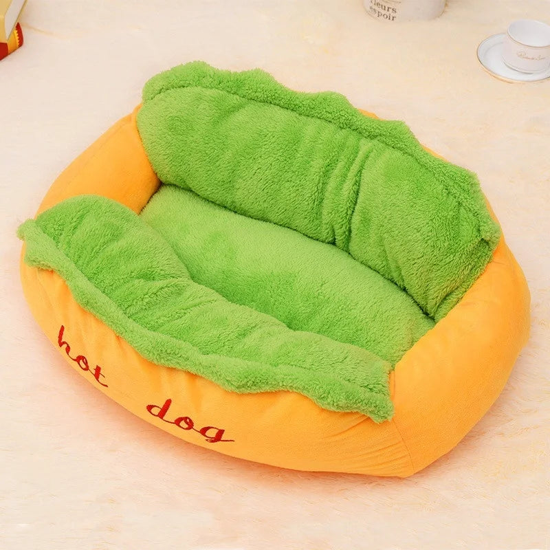 Creative Cute Hot Dog Bed For Dog And Cat Dog Lounger Bed Puppy Soft Kennel Mat Pet Product