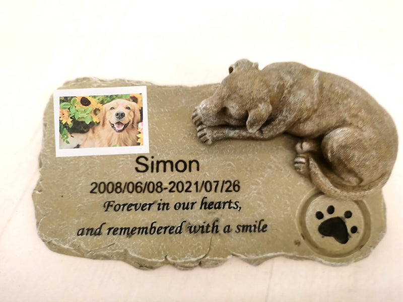 Custom Name Date Dog Tombstone Memorial Stone with Statue Pet Loss Memorial Gift