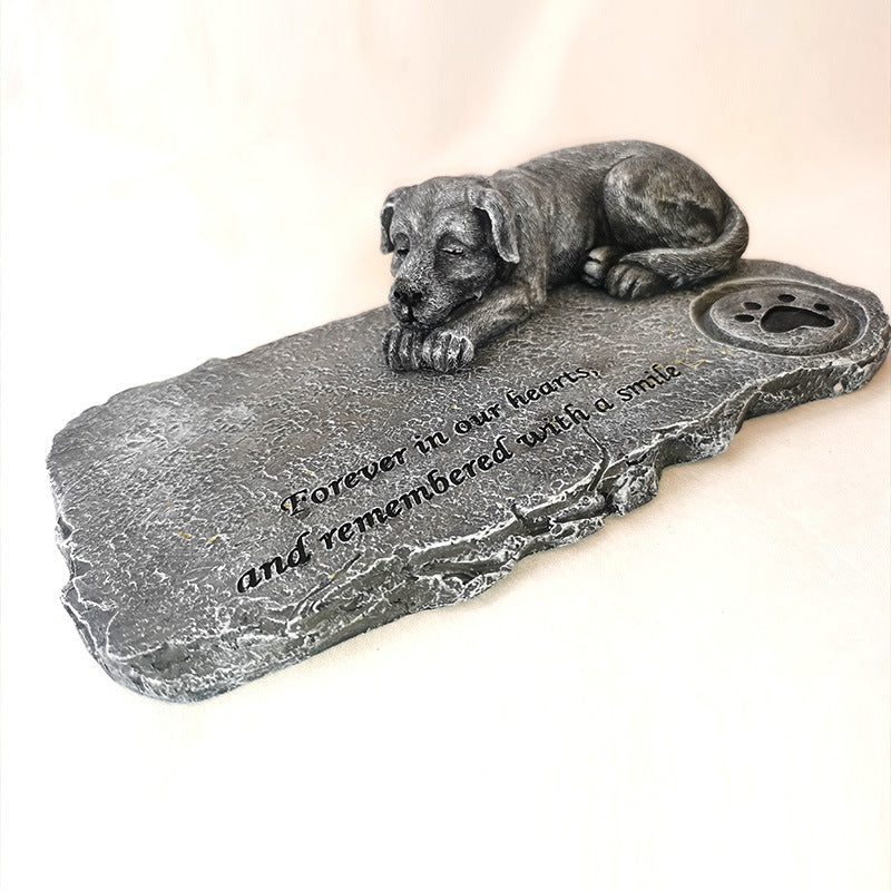 Custom Name Date Dog Tombstone Memorial Stone with Statue Pet Loss Memorial Gift