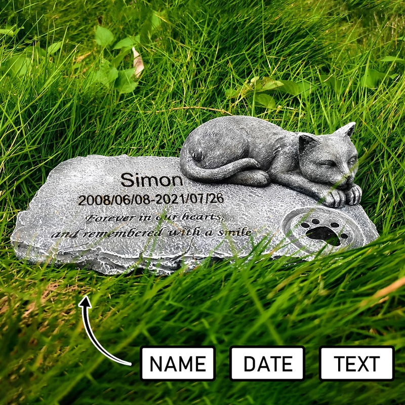 Custom Name Date Cat Statue Tombstone Memorial Stone Pet Loss Memorial Gift