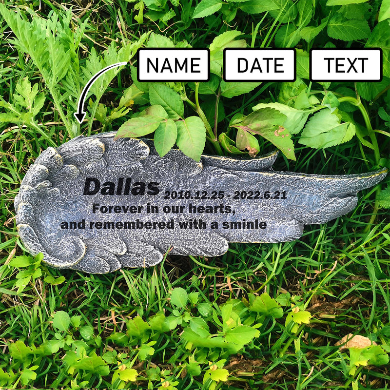 Custom Name Date Wing Shape Tombstone Memorial Stone Pet Loss Memorial Gift