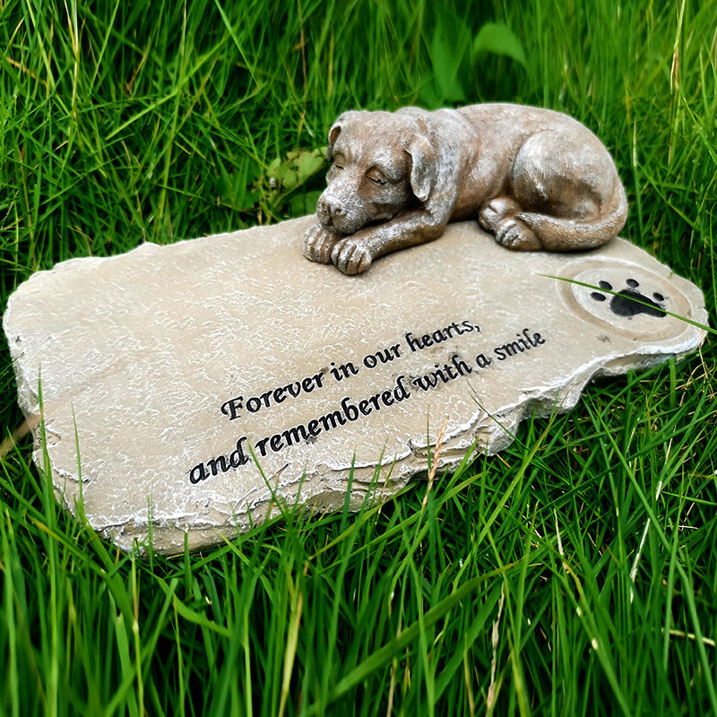 Custom Name Date Dog Tombstone Memorial Stone with Statue Pet Loss Memorial Gift