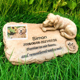 Custom Name Date Dog Tombstone Memorial Stone with Statue Pet Loss Memorial Gift