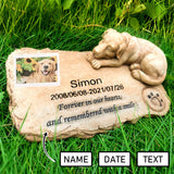 Custom Name Date Dog Tombstone Memorial Stone with Statue Pet Loss Memorial Gift